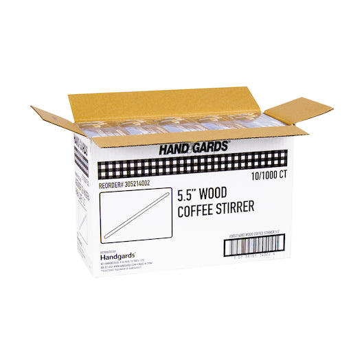 Handgards 5.5 Inch Wood Coffee Wood Stirrer, 10 x 1000 x 1000 each Case - DOT product image 5