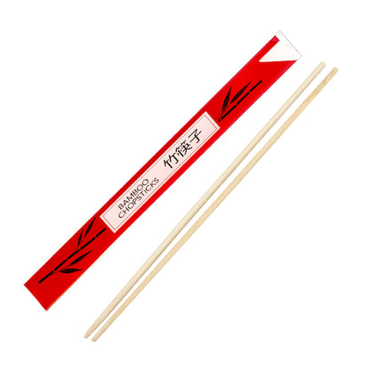 Handgards 9 Inch Bamboo Red Sleeve Chopstick, 10 x 100 x 100 each Case - Disposable Cutlery