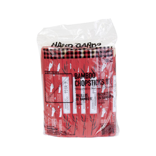 Handgards 9 Inch Bamboo Red Sleeve Chopstick, 10 x 100 x 100 each Case - DOT product image 2