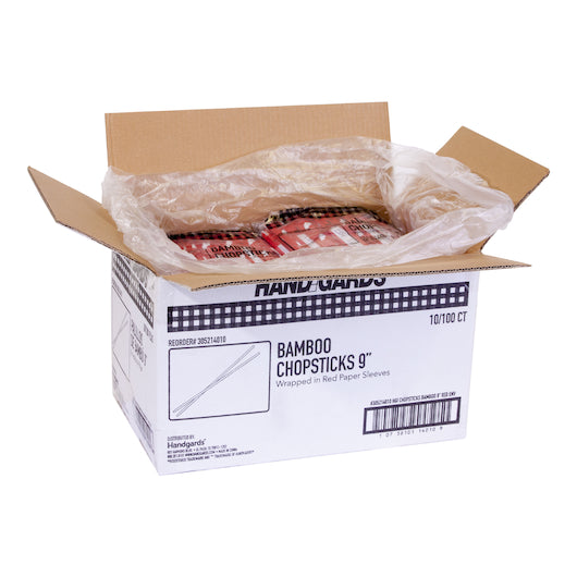 Handgards 9 Inch Bamboo Red Sleeve Chopstick, 10 x 100 x 100 each Case - DOT product image 5