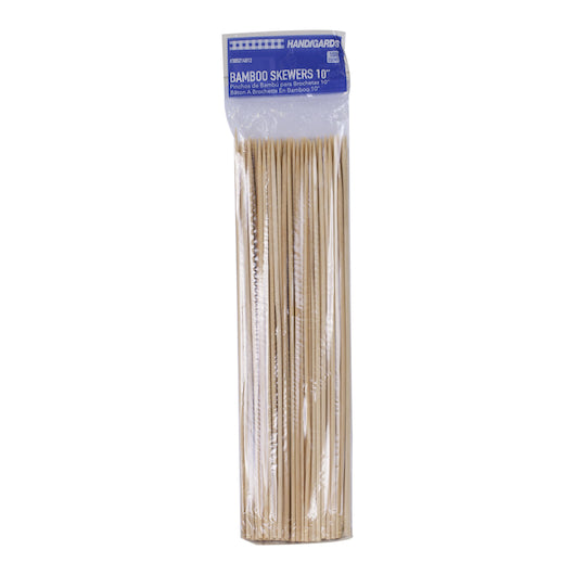 Handgards 10 Inch Bamboo Skewer, 100 per Bag, 10 x 10 x 100 each Case - Toothpicks & Skewers