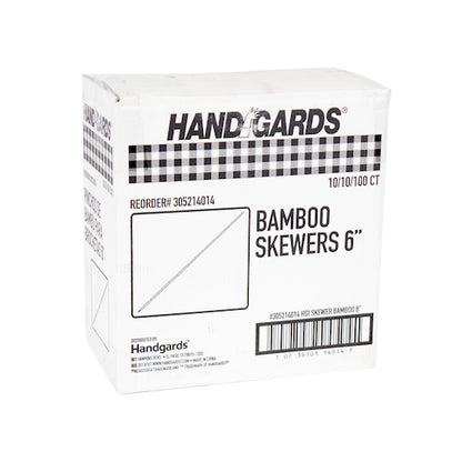 Handgards 6 Inch Bamboo Skewer, 100 per Bag, 10 x 10 x 100 each Case - DOT product image 4