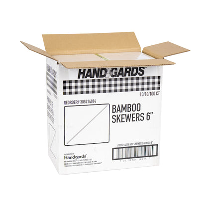 Handgards 6 Inch Bamboo Skewer, 100 per Bag, 10 x 10 x 100 each Case - DOT product image 6