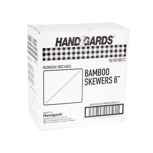 Handgards 6 Inch Bamboo Skewer, 100 per Bag, 10 x 10 x 100 each Case - DOT product image 5