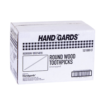 Handgards 2.5 Inch Round Wood Toothpick, 12 x 1000 x 1000 each Case - DOT product image 3