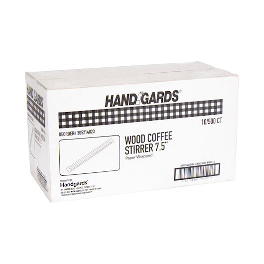 Handgards 7.5 Inch Individually Wrapped Wood Coffee Stirrer, 10 x 500 x 500 each Case - DOT product image 3