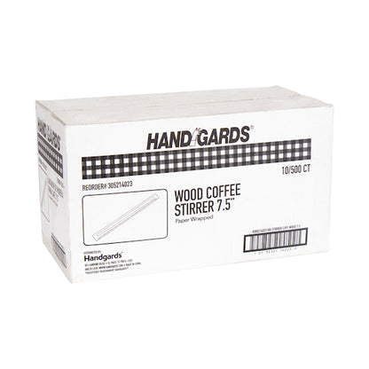 Handgards 7.5 Inch Individually Wrapped Wood Coffee Stirrer, 10 x 500 x 500 each Case - DOT product image 3