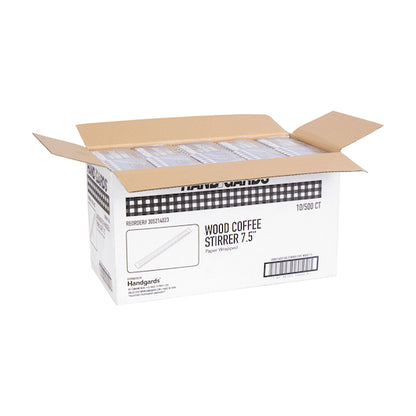 Handgards 7.5 Inch Individually Wrapped Wood Coffee Stirrer, 10 x 500 x 500 each Case - DOT product image 5