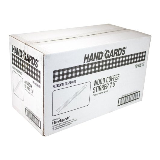 Handgards 7.5 Inch Individually Wrapped Wood Coffee Stirrer, 10 x 500 x 500 each Case - DOT product image 4