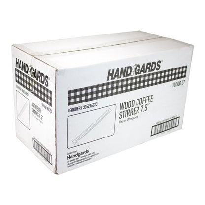 Handgards 7.5 Inch Individually Wrapped Wood Coffee Stirrer, 10 x 500 x 500 each Case - DOT product image 4