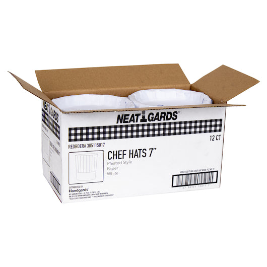 Neatgards Handgards 7 Inch Paper Wide Pleats White Chef Hat, 1 x 12 x 12 each Case - Health & Personal Care