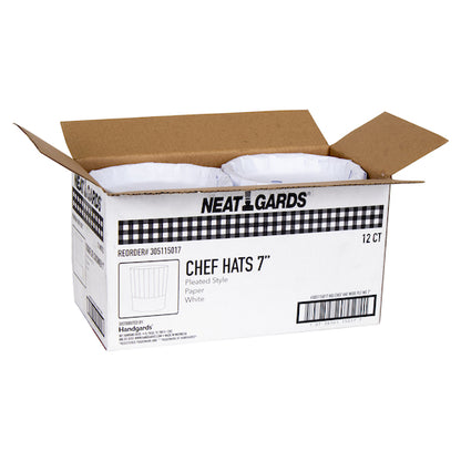 Neatgards Handgards 7 Inch Paper Wide Pleats White Chef Hat, 1 x 12 x 12 each Case - Health & Personal Care