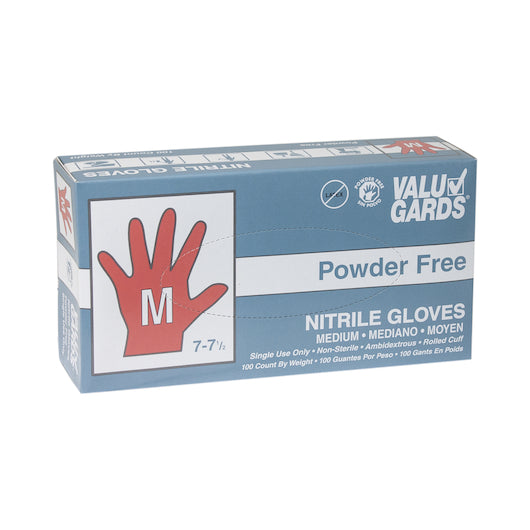 Valugards Nitrile White Powder Free Medium Glove, 10 x 100 x 100 each Case - Disposables