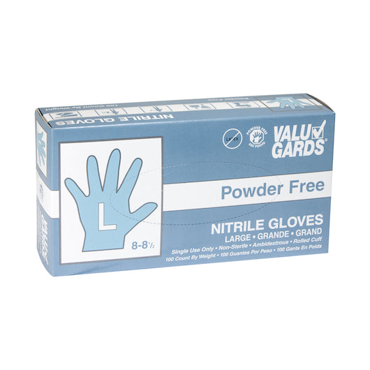 Valugards Nitrile White Powder Free Large Glove, 10 x 100 x 100 each Case - Disposables