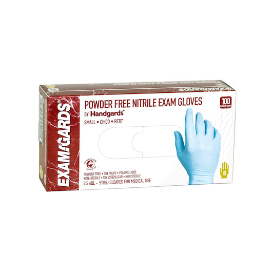 Examgards Nitrile Blue Powder Free Non-Sterile Exam Small Glove, 10 x 100 x 100 each Case - Disposables