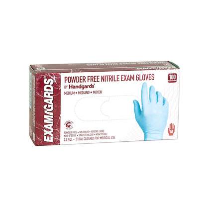 Examgards Nitrile Blue Powder Free Non-Sterile Exam Medium Glove, 10 x 100 x 100 each Case - Disposables