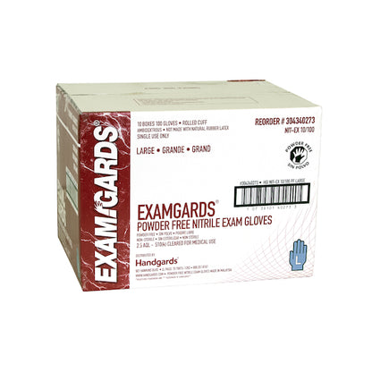 Examgards Nitrile Blue Powder Free Non-Sterile Exam Large Glove, 10 x 100 x 100 each Case - DOT product image 2
