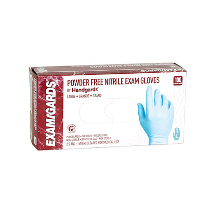 Examgards Nitrile Blue Powder Free Non-Sterile Exam Large Glove, 10 x 100 x 100 each Case - Disposables