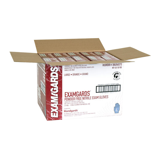 Examgards Nitrile Blue Powder Free Non-Sterile Exam Large Glove, 10 x 100 x 100 each Case - DOT product image 4