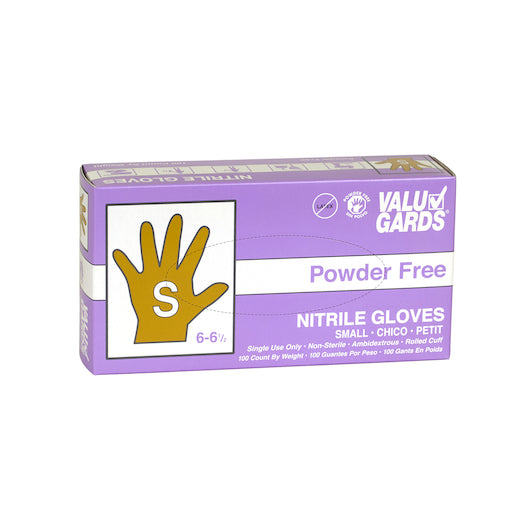 Valugards Nitrile Purple Form-Fitting Powder Free Small Glove, 10 x 100 x 100 each Case - Disposables