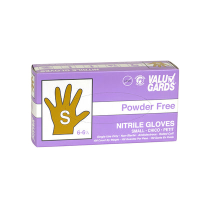 Valugards Nitrile Purple Form-Fitting Powder Free Small Glove, 10 x 100 x 100 each Case - Disposables