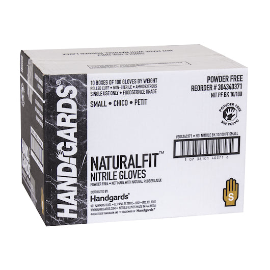 Handgards NaturalFit Nitrile Black Powder Free Small Glove, 10 x 100 x 100 each Case - DOT product image 6
