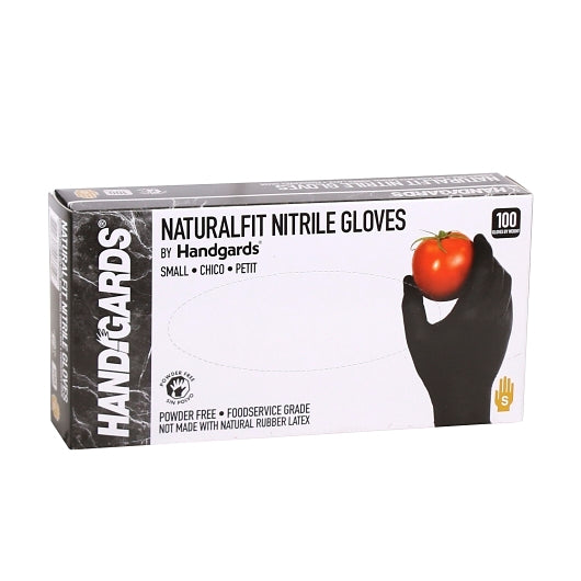 Handgards NaturalFit Nitrile Black Powder Free Small Glove, 10 x 100 x 100 each Case - Disposables