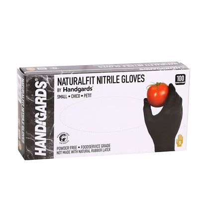 Handgards NaturalFit Nitrile Black Powder Free Small Glove, 10 x 100 x 100 each Case - Disposables
