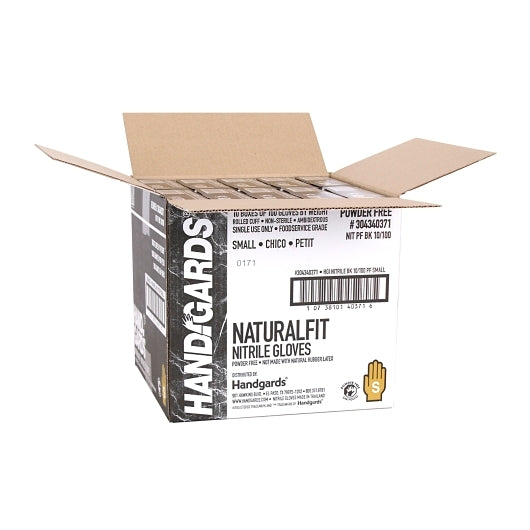 Handgards NaturalFit Nitrile Black Powder Free Small Glove, 10 x 100 x 100 each Case - DOT product image 5