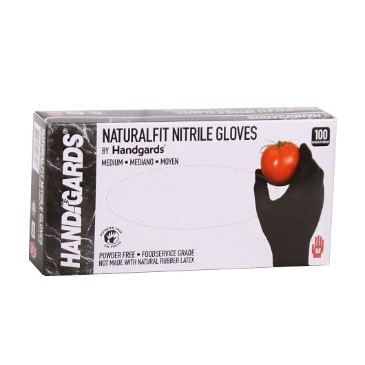 Handgards NaturalFit Nitrile Black Powder Free Medium Glove, 10 x 100 x 100 each Case - Disposables