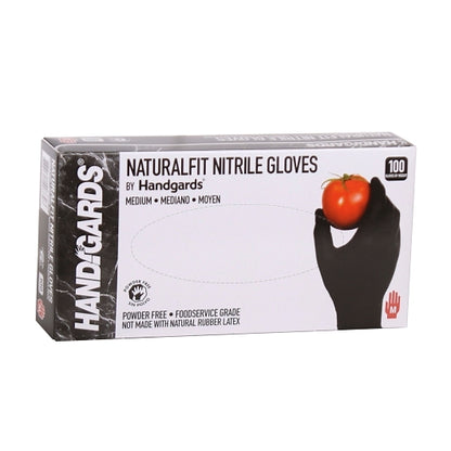 Handgards NaturalFit Nitrile Black Powder Free Medium Glove, 10 x 100 x 100 each Case - Disposables