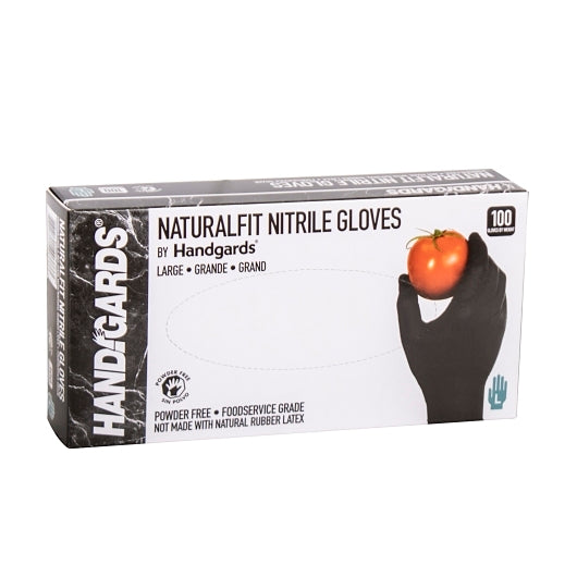 Handgards NaturalFit Nitrile Black Powder Free Large Glove, 10 x 100 x 100 each Case - Disposables