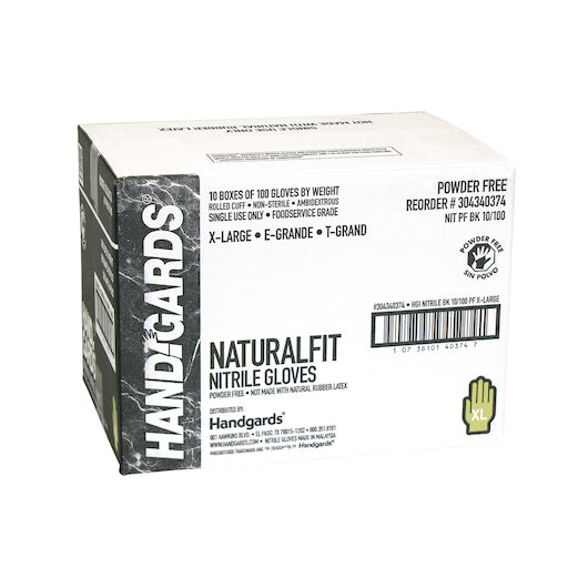 Handgards NaturalFit Nitrile Black Powder Free Extra Large Glove, 10 x 100 x 100 each Case - DOT product image 6