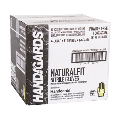 Handgards NaturalFit Nitrile Black Powder Free Extra Large Glove, 10 x 100 x 100 each Case - DOT product image 7