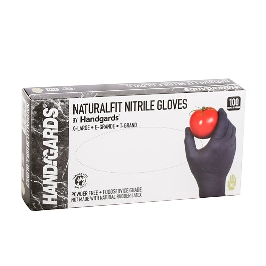 Handgards NaturalFit Nitrile Black Powder Free Extra Large Glove, 10 x 100 x 100 each Case - Disposables