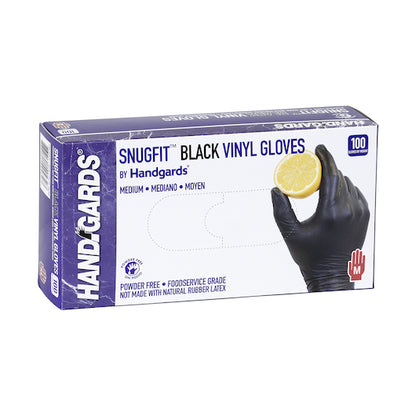 Handgards Disposable Vinyl Black Powder Free Medium Gloves, 10 x 100 x 100 each Case - Disposables