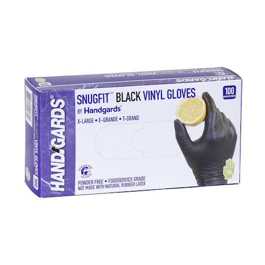 Handgards Disposable Vinyl Black Powder Free Extra Large Gloves, 10 x 100 x 100 each Case - Disposables