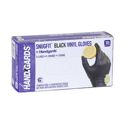 Handgards Disposable Vinyl Black Powder Free Extra Large Gloves, 10 x 100 x 100 each Case - Disposables
