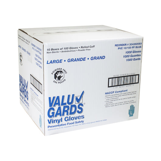 Handgards Large Blue Vinyl Blue Powder Free Large Glove, 10 x 100 x 100 each Case - DOT product image 6