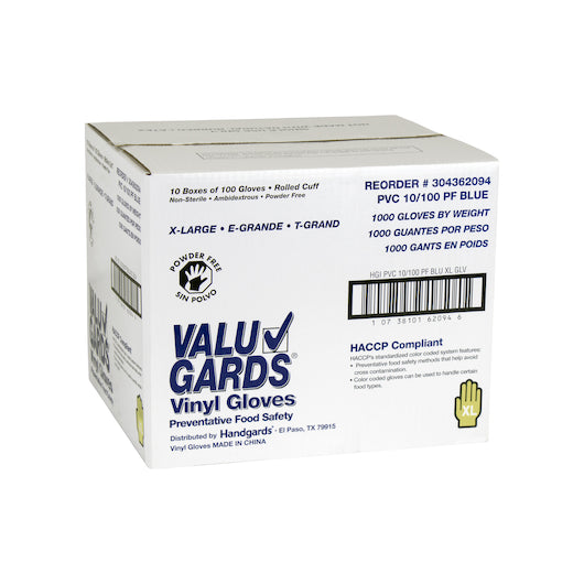 Handgards Extra Large Vinyl Blue Powder Free Extra Large Glove, 10 x 100 x 100 each Case - DOT product image 6