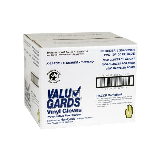 Handgards Extra Large Vinyl Blue Powder Free Extra Large Glove, 10 x 100 x 100 each Case - DOT product image 7