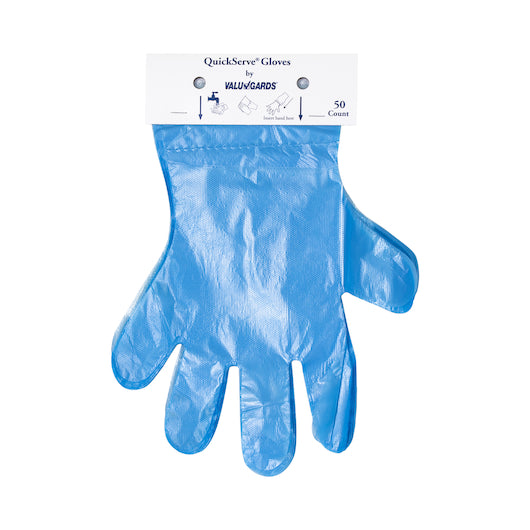 Handgards Quickserve Poly QuickServe Blue One Size Fits All Glove, 20 x 50 x 50 each Case - Disposables