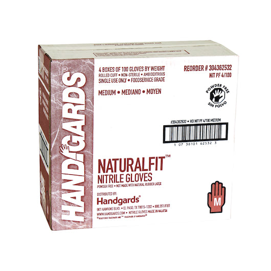 Handgards Naturalfit Nitrile Blue Powder Free Medium Glove, 4 x 100 x 100 each Case - DOT product image 2