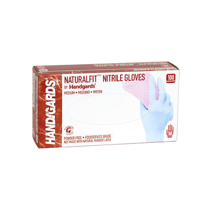 Handgards Naturalfit Nitrile Blue Powder Free Medium Glove, 4 x 100 x 100 each Case - Disposables