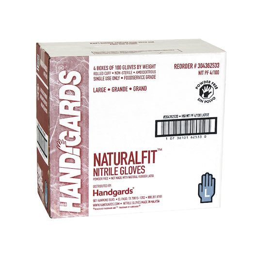 Handgards Naturalfit Nitrile Blue Powder Free Large Glove, 4 x 100 x 100 each Case - DOT product image 2