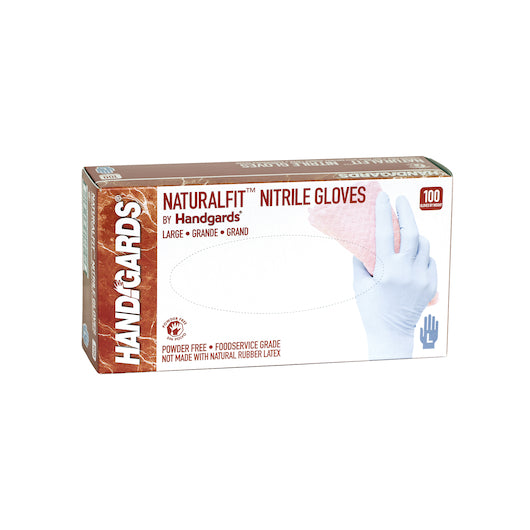 Handgards Naturalfit Nitrile Blue Powder Free Large Glove, 4 x 100 x 100 each Case - Disposables