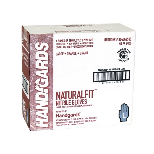 Handgards Naturalfit Nitrile Blue Powder Free Large Glove, 4 x 100 x 100 each Case - DOT product image 3
