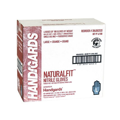 Handgards Naturalfit Nitrile Blue Powder Free Large Glove, 4 x 100 x 100 each Case - DOT product image 3