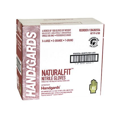 Handgards Naturalfit Nitrile Blue Powder Free Extra Large Glove, 4 x 100 x 100 each Case - DOT product image 2