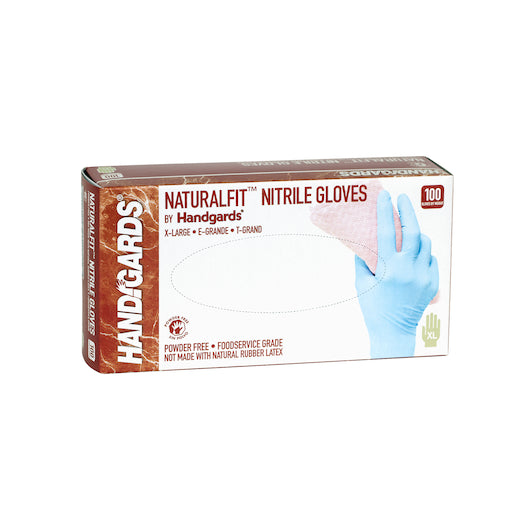 Handgards Naturalfit Nitrile Blue Powder Free Extra Large Glove, 4 x 100 x 100 each Case - Disposables